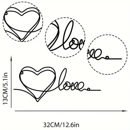 Sleek Iron Heart Wall Decor Love Line