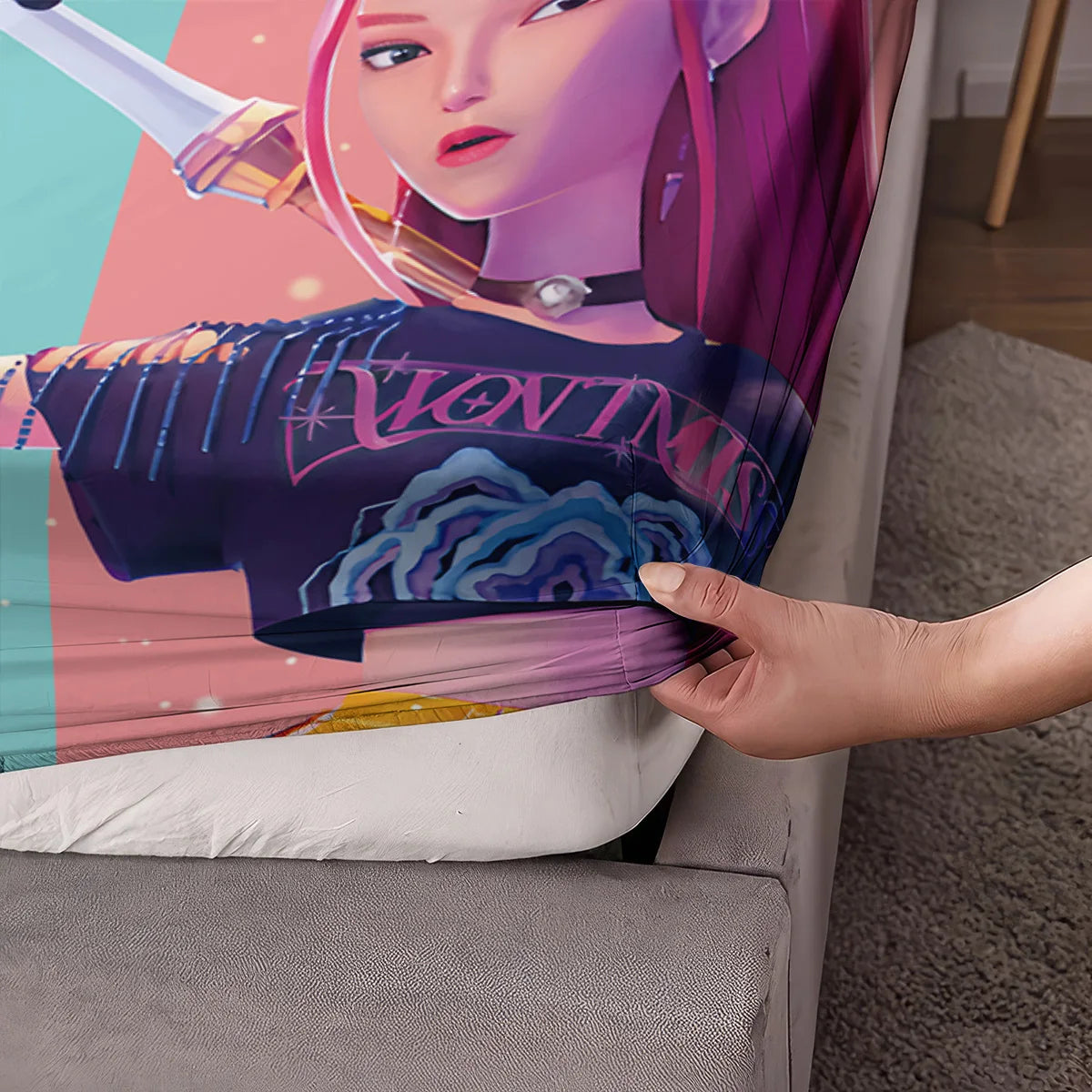 3pcs K-Pop Demon Hunters Printed Bed Sheet Set