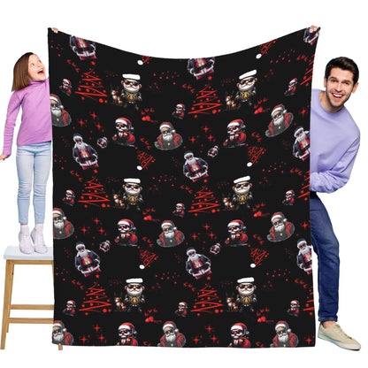 Trendy hip-hop Santa Claus flannel blanket