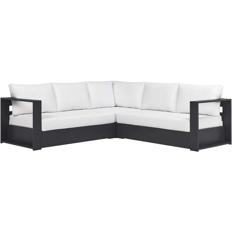 Aluminum 3-Piece Outdoor Patio Furniture Gray White