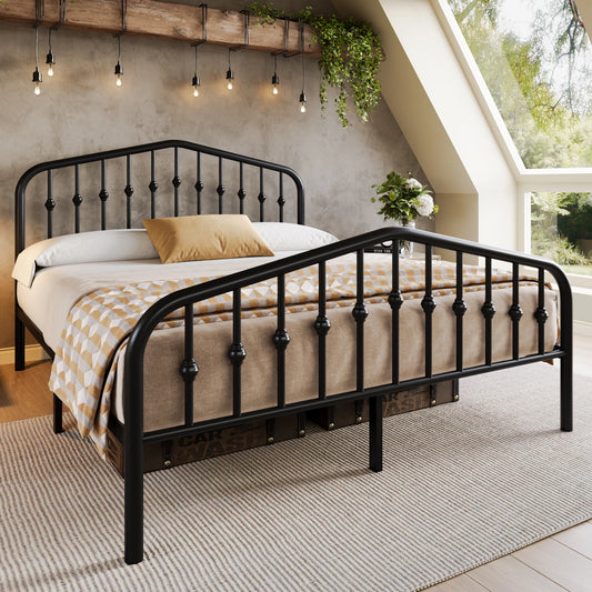 14'' Metal Bed Frame with Headboard & Footboard