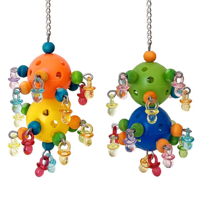 Bird Parrot Toy Colorful Bites Ball with Foraging Holes