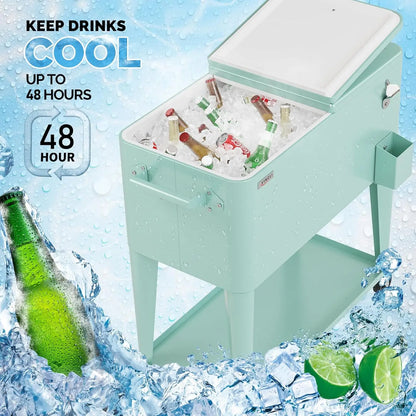 Portable 80qt Rolling Patio Ice Chest