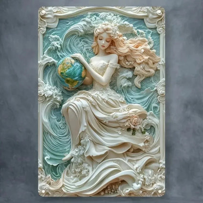 Retro Iron Earth Goddess Art Plaque Decor