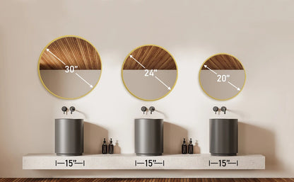 30 Inch Modern Gold Round Vanity Framed Mirror
