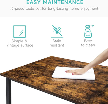 Rectangular Dining Table Set With Upholstered Benches