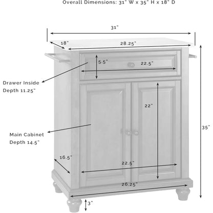Style Mobile Kitchen Island with Wood Top