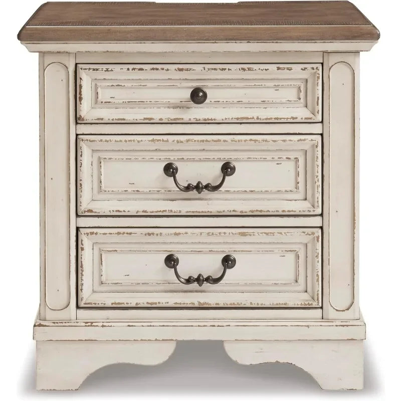 Country 3 Drawer Nightstand, USB Ports