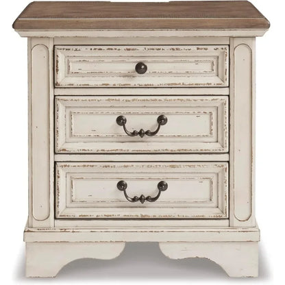 Country 3 Drawer Nightstand, USB Ports