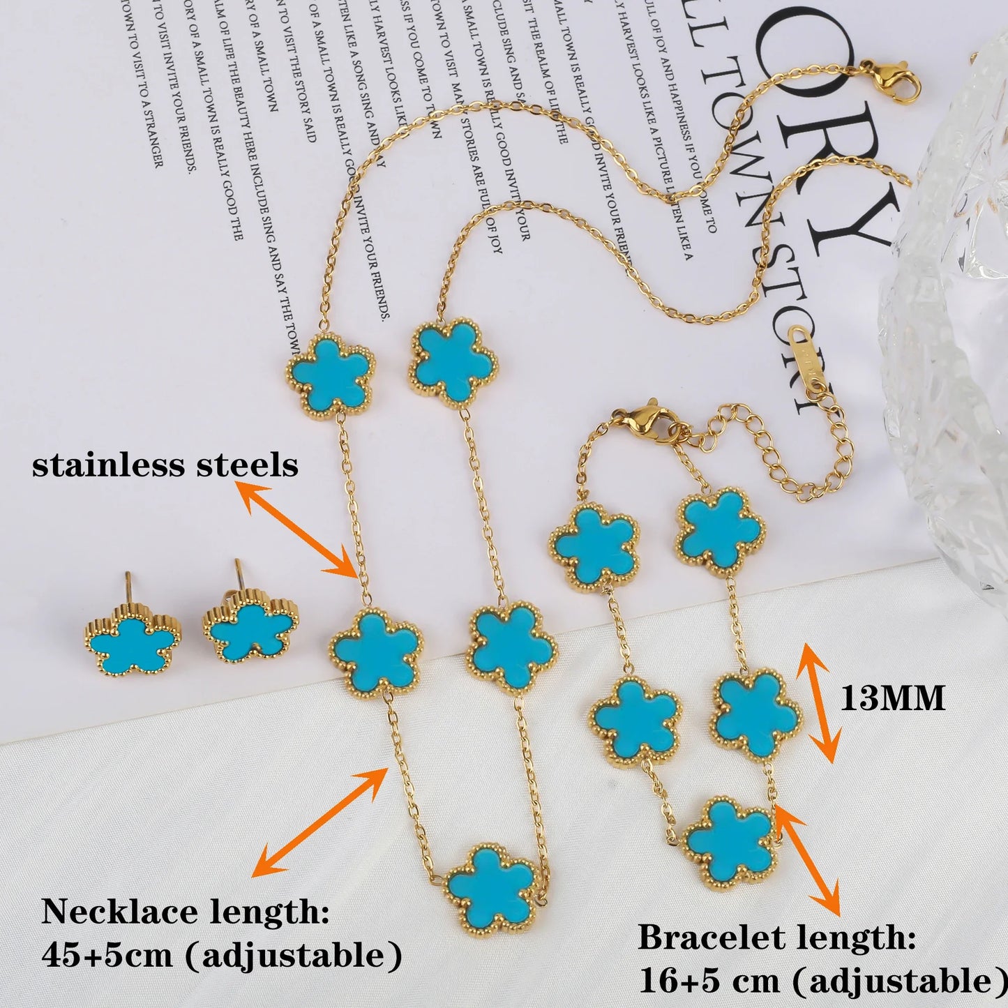 Luxury Stainless Steel Adjustable Five Flower Bracelet