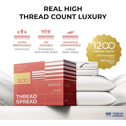 100% Egyptian Cotton Sheets Set - Luxury 1200TC