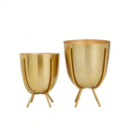 6',  7" Gold Metal Planter Removable Stand