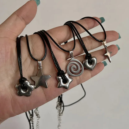 Hollow Titanium Steel Star Pentagram Pendant Necklace