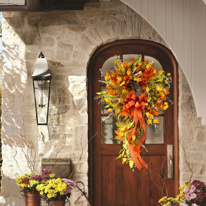 Thanksgiving Farmhouse Autumn Wreath Decor Maple Leaf