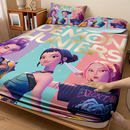 3pcs K-Pop Demon Hunters Printed Bed Sheet Set