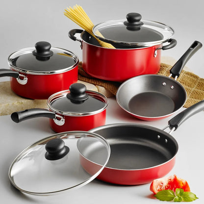 9 Piece Nonstick Cookware Set with Tempered Glass Lids