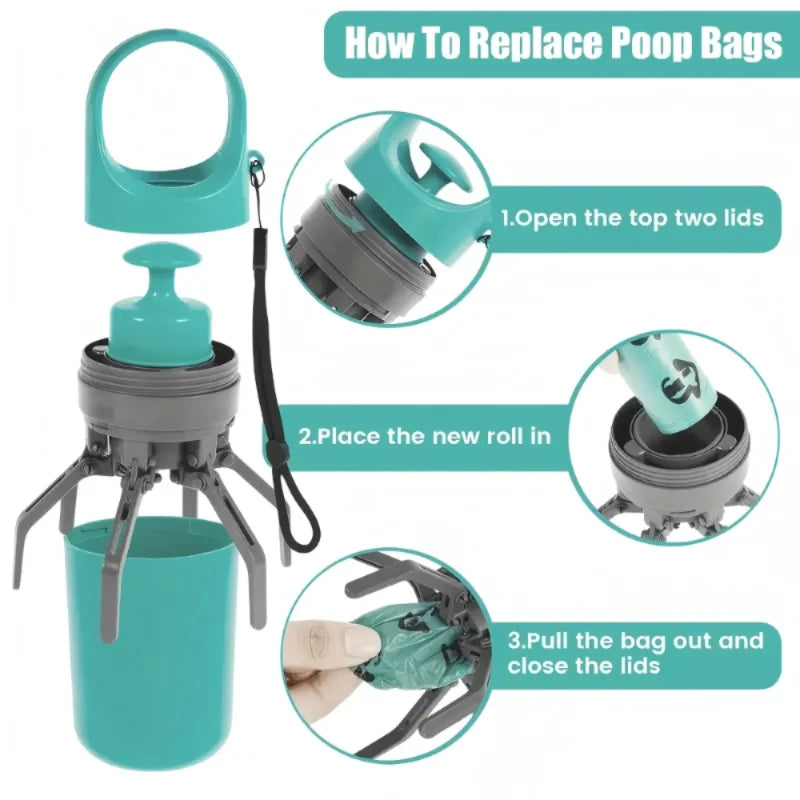 Portable Dog Poop Scooper with Bag Dispenser