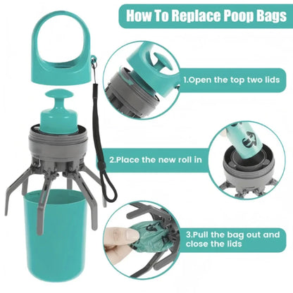 Portable Dog Poop Scooper with Bag Dispenser