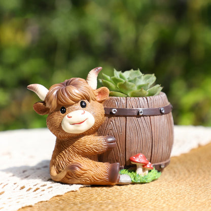 Cute Highland Cow Small Planter Office Desk