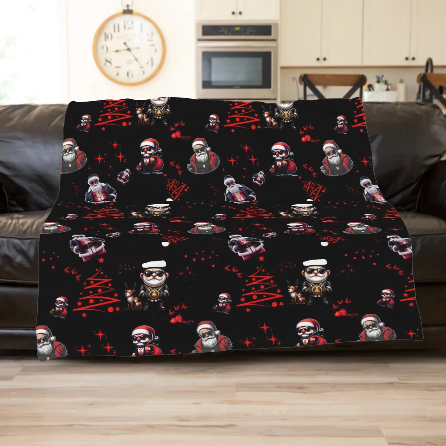 Trendy hip-hop Santa Claus flannel blanket