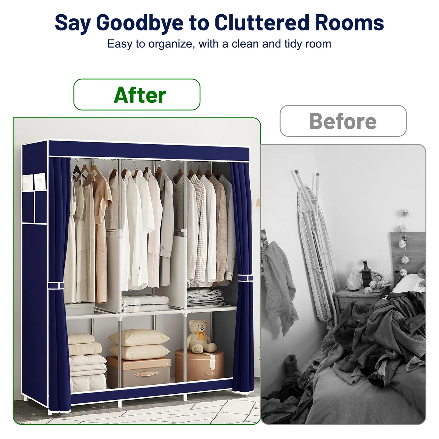 51" Dustproof Closet Wardrobe Organizer Multi-layer Rack