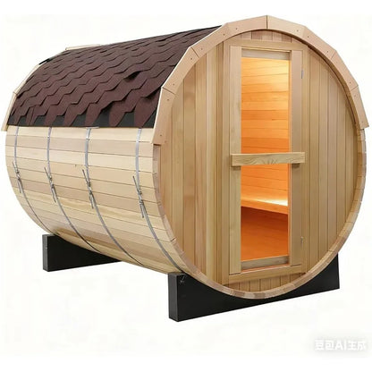 Outdoor Hemlock Wooden Barrel Steam Sauna Room