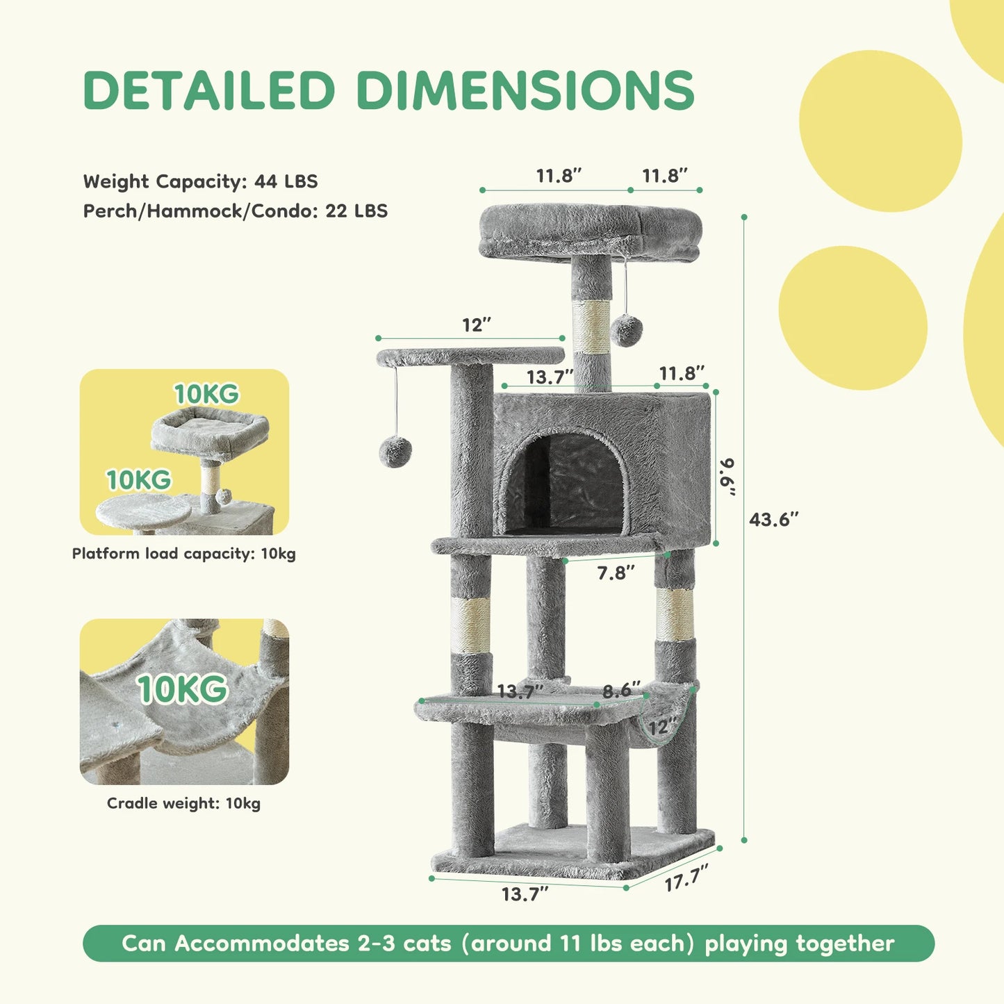 Tall Multi-Cat Climbing Cat Tree Tower