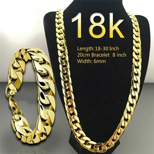 Men 18K Gold Cuban Chain Fashion Necklace
