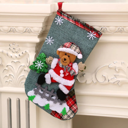 4Pcs Cute Christmas Stockings Set Large Capacity
