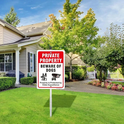 Private Sign - Beware of Dog & Surveillance