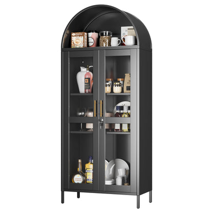 Locking 73'' Tall Metal Arched Display Cabinet