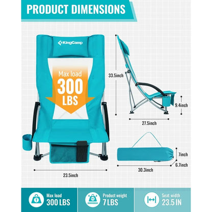 Low Beach Chairs, Portable Folding Chair Wide