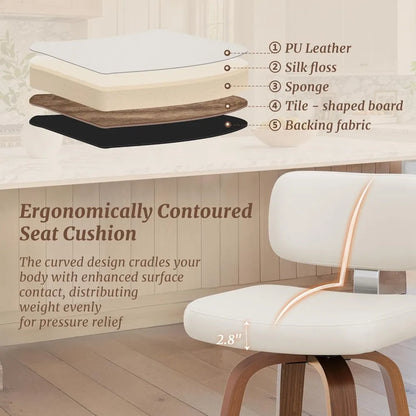 Set of 3 Counter Height Bar Stools with Wood Legs, 26"