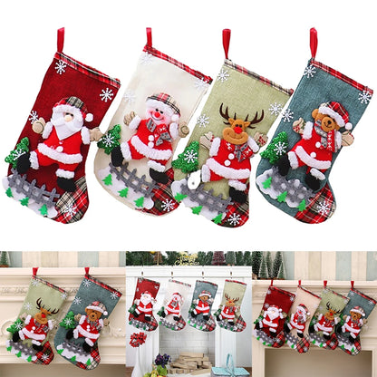 4Pcs Cute Christmas Stockings Set Large Capacity