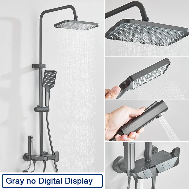 Black Smart Digital Display Shower Faucet Set