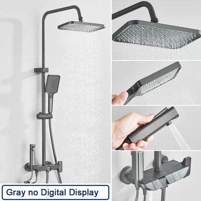 Black Smart Digital Display Shower Faucet Set
