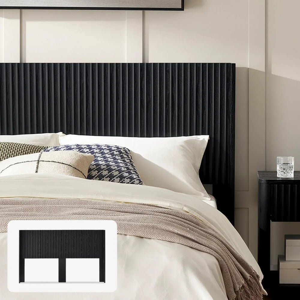 Modern Farmhouse Wall-Mounted Fluted Wood Headboard