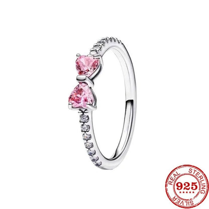 Silver Heart-shaped Classic Retro Rings Zircon