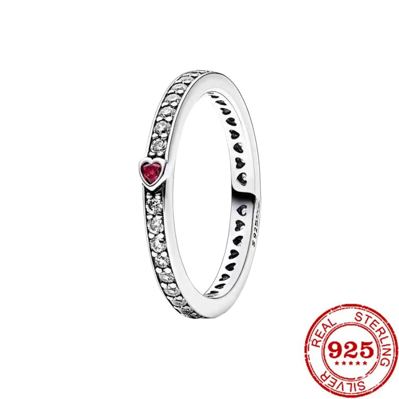 Silver Heart-shaped Classic Retro Rings Zircon