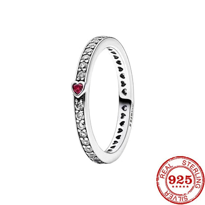 Silver Heart-shaped Classic Retro Rings Zircon