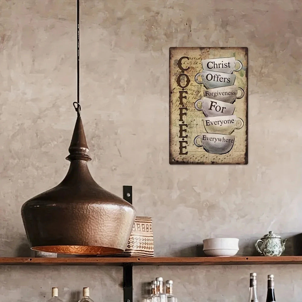 Tin Painting Vintage Coffee Metal Tin Art Sign