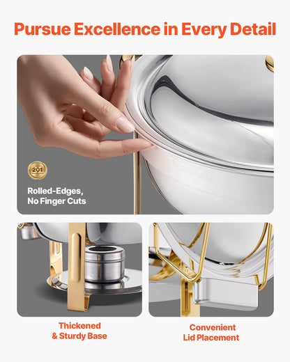 4 Pack Round Chafing Dish Buffet Set