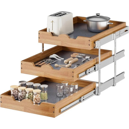 Pull Out Cabinet Drawer 3 Tier Heavy-Duty