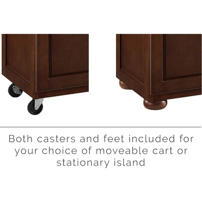 Mahogany Kitchen Island with Spice Rack, Drawers