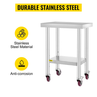 Stainless Steel Kitchen Worktable shelves with Wheels