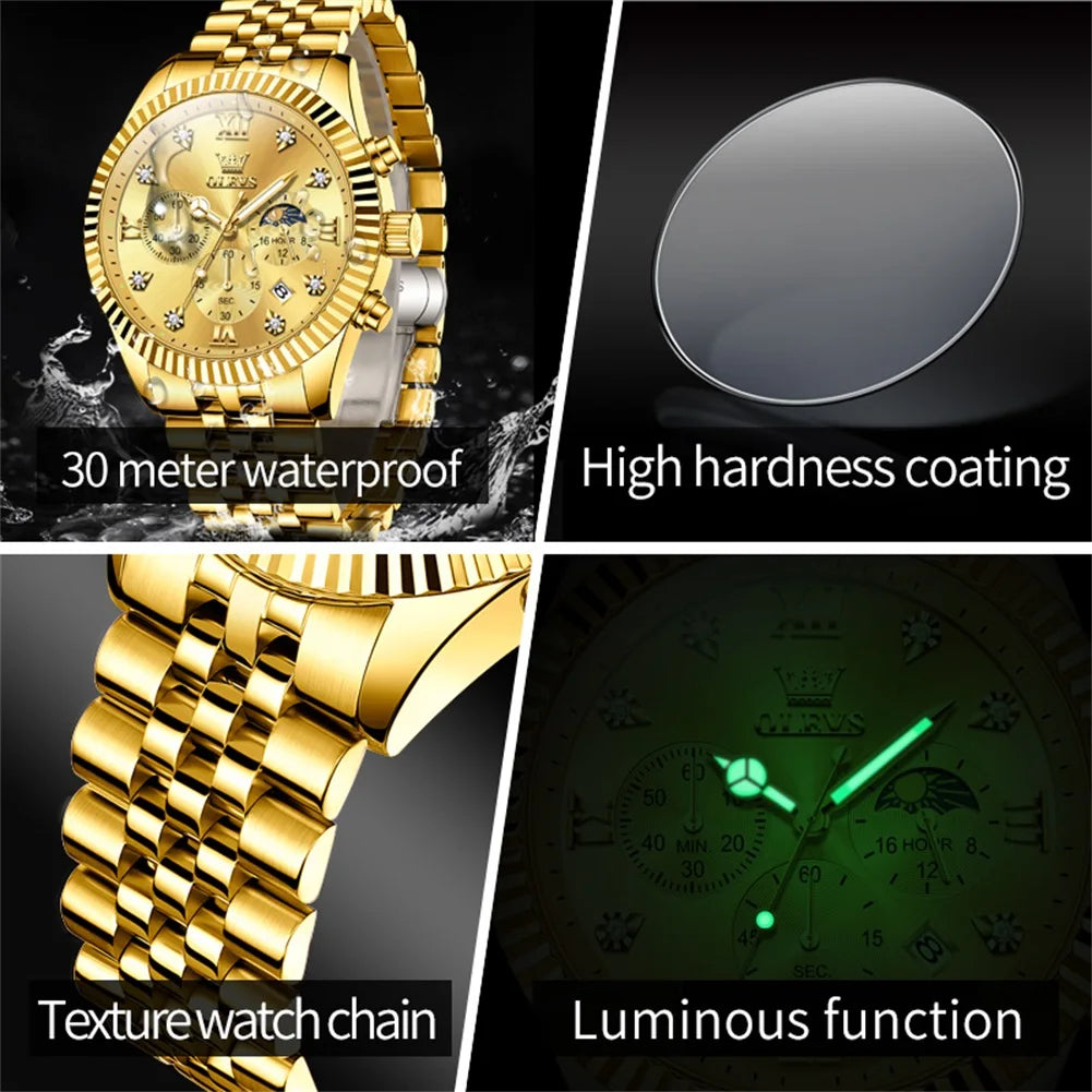 Men's Classic Lunar Phase Waterproof Watch