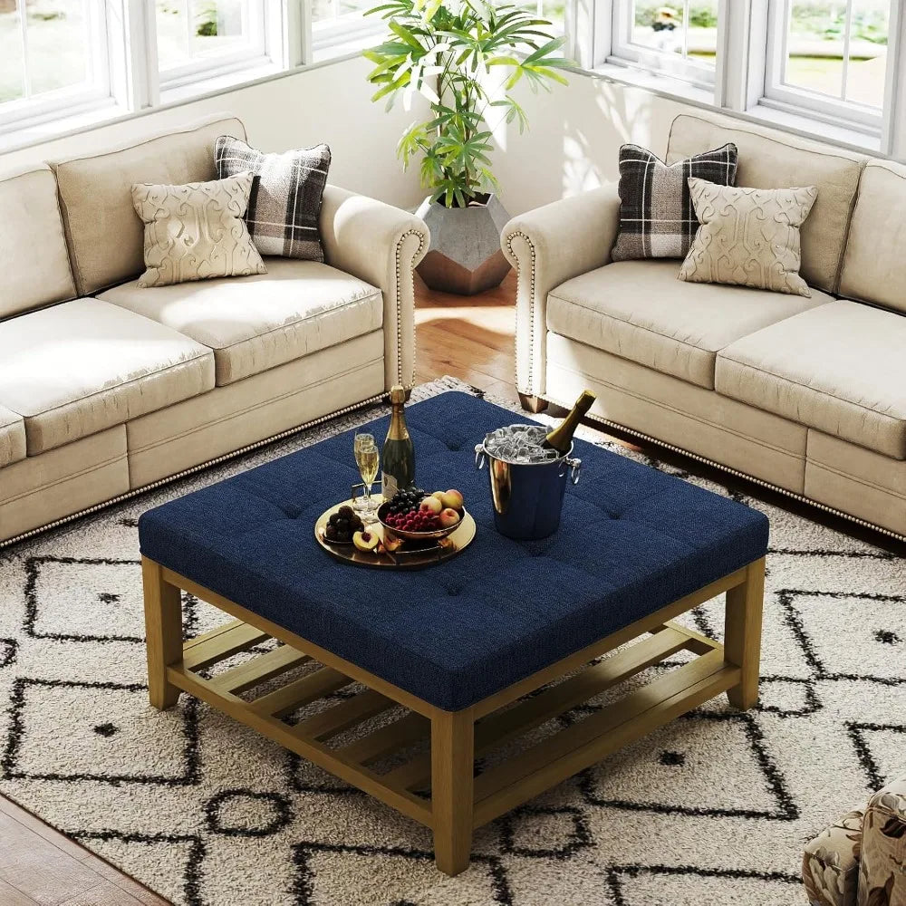 Solid Large Square Ottoman Coffee Table/Shelf