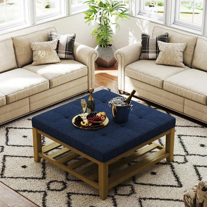 Solid Large Square Ottoman Coffee Table/Shelf