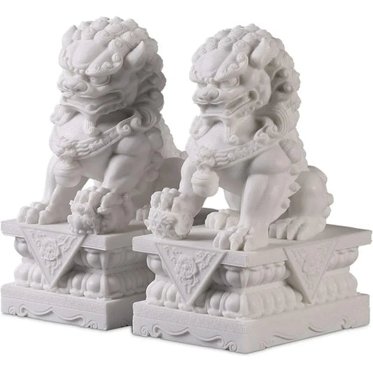 Marble Pair of Guardian Statues Home Outdoor