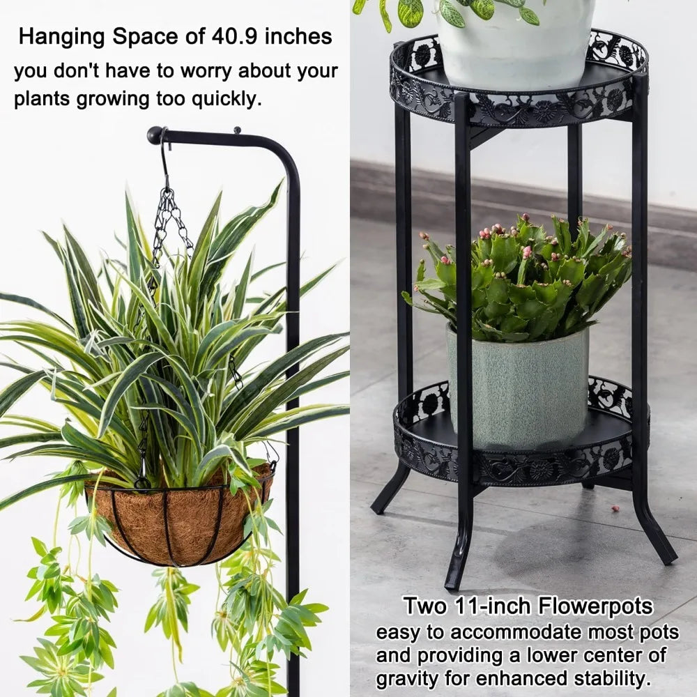 Popular 2-tier Hanging Plant Stand, Space-Saving
